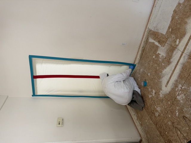 Biohazard containment barrier sealing a contaminated room in Georgia